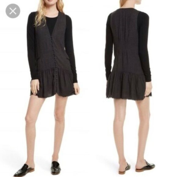 Free People M Gray Anas Mini dress Sleeveless boho - Picture 1 of 6